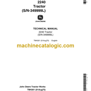 John Deere 2240 Tractor Technical Manual (TM4301) John Deere 2240 Tractor INDEX: