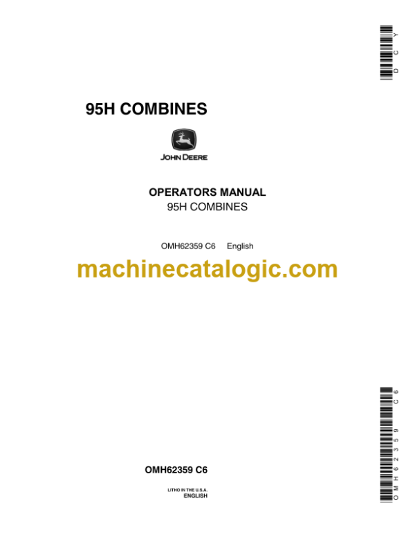 John Deere 95H Combines Operator's Manual (OMH62359)