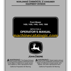 John Deere 1420, 1435, 1445, 1545, 1565 Front Mower Operator's Manual (OMTCU17249J2)