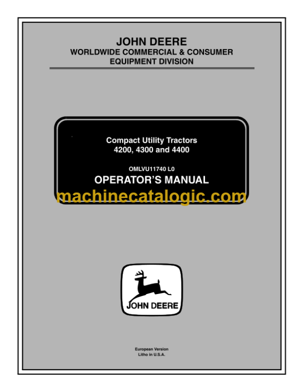 John Deere 4200, 4300 and 4400 Compact Utility Tractors Operator's Manual (OMLVU11740)