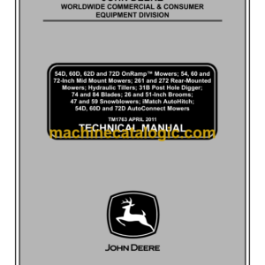 John Deere 54D 60D and 72D Series Mowers Technical Manual (TM1763)