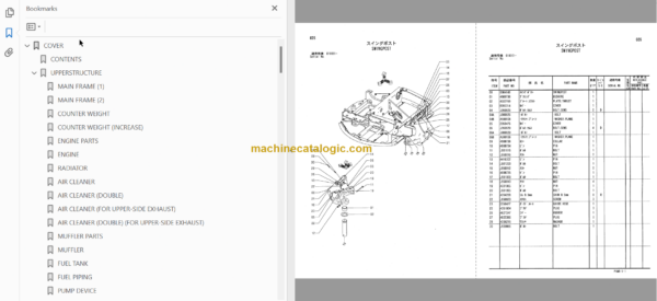 Hitachi ZX35U-2 Hydraulic Excavator Parts Catalog & Equipment Components Parts Catalog