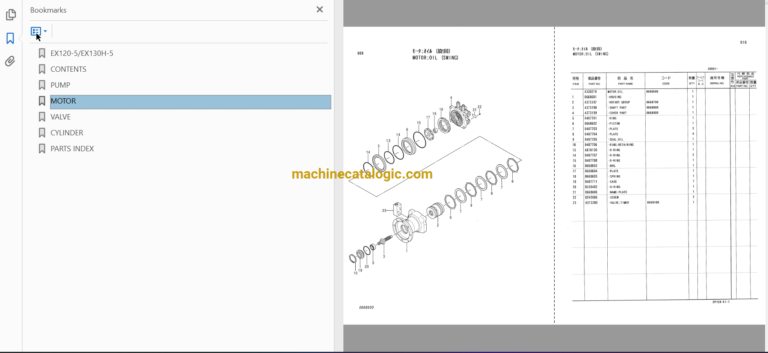 Hitachi EX120-5 EX130H-5 Excavator Parts Catalog & Equipment Components Parts Catalog