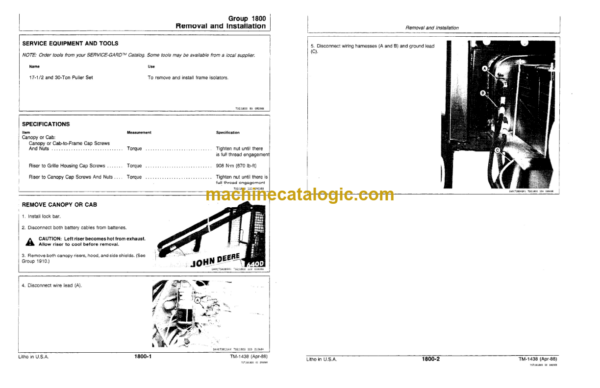 John Deere 444D 544D 644D Loader Repair Technical Manual (TM1341)