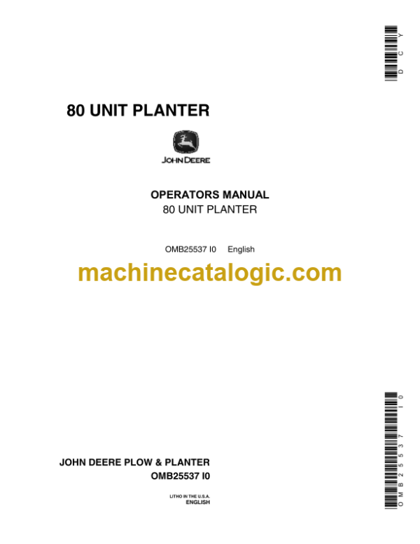 John Deere 80 Unit Planter Operator's Manual (OMB25537)