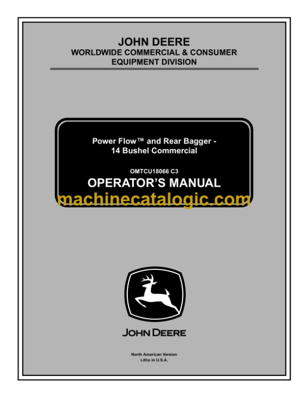 John Deere 14 Bushel Commercial Power Flow and Rear Bagger Operator's Manual (OMTCU18066C3)