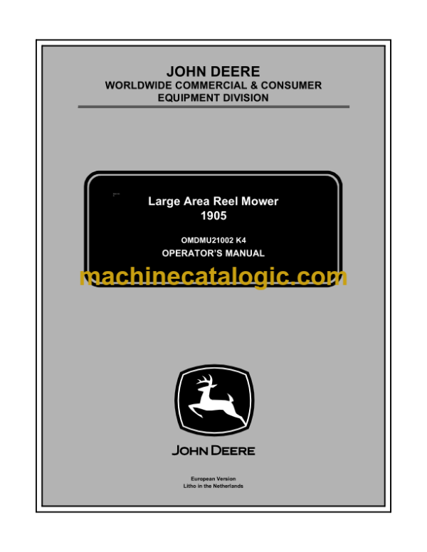 John Deere 1905 Large Area Reel Mower Operator's Manual (OMDMU21002)