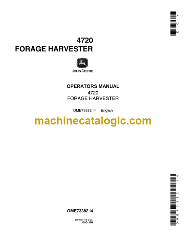 John Deere 4720 Forage Harvester Operator's Manual (OME73382)