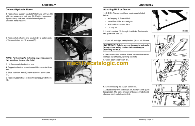 John Deere 4100 Tractors Hydraulic Dump Material Collection System (MCS) Operator's Manual (OMM140121E9)