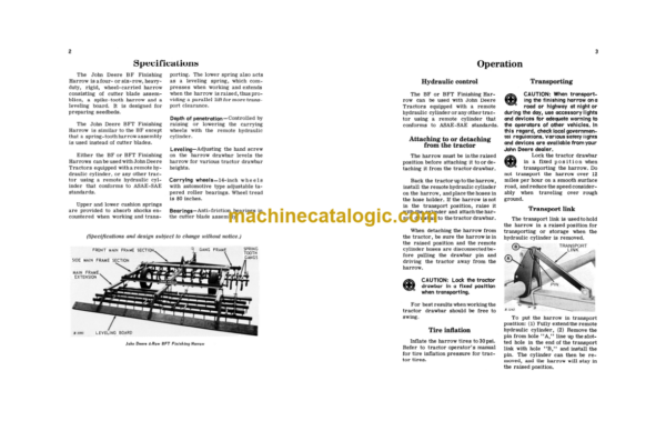 John Deere BF AND BFT Finishing Harrows Operator's Manual (OMB25274)
