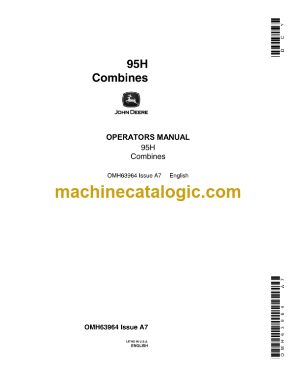 John Deere 95H Combines Operator's Manual (OMH63964)