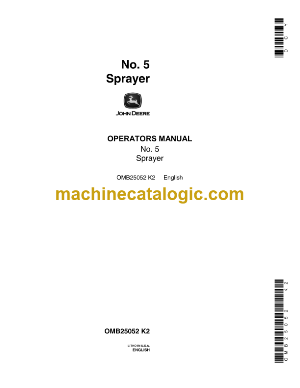 John Deere No. 5 Sprayer Operator's Manual (OMB25052)