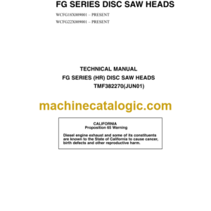John Deere FG Series Disc Saw Heads Technical Manual (TMF382270)