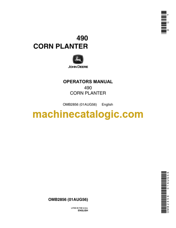 John Deere 490 Corn Planter Operator's Manual (OMB2856)