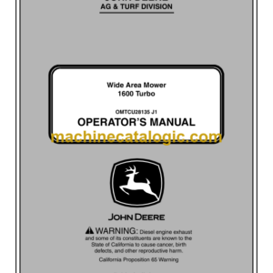 John Deere 1600 Turbo Wide Area Mower Operator's Manual (OMTCU28135)