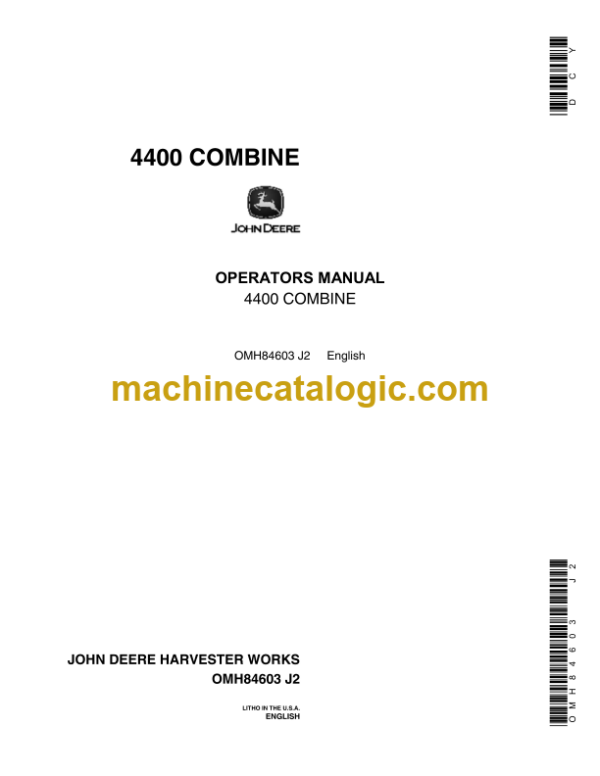 John Deere 4400 Combine Operator's Manual (OMH84603)