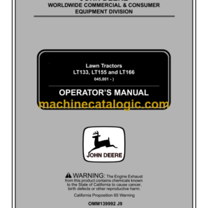 John Deere LT133, LT155 and LT166 Lawn Tractors Operator's Manual (OMM139992J9)