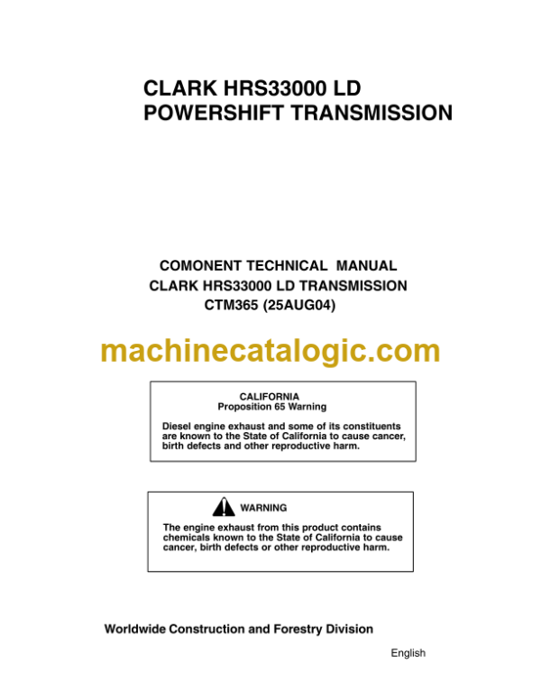 John Deere HRS33000 LD Powershif Transmission Component Technical Manual (CTM365)