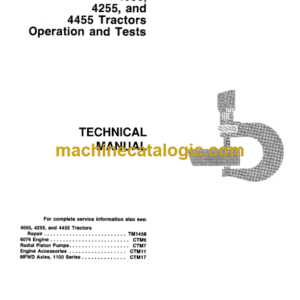 John Deere 4055 4255 and 4455 Tractors Operation and Tests Technical Manual (TM1459)