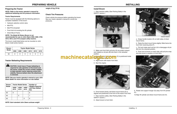 John Deere 60 Heavy Duty Rotary Broom for Compact Utility Tractors Operator's Manual (OMM146796L1)