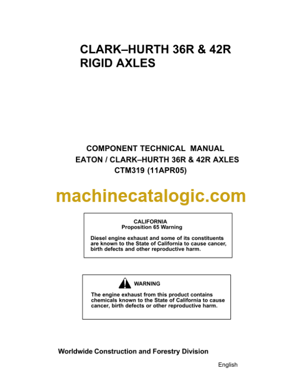 John Deere Clark Hurth 36R & 42R Rigid Axles Component Technical Manual (CTM319)