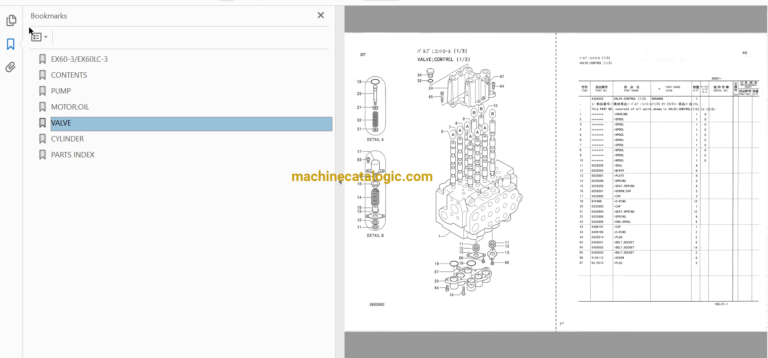 Hitachi EX60-3 EX60LC-3 Excavator Parts Catalog & Equipment Components Parts Catalog