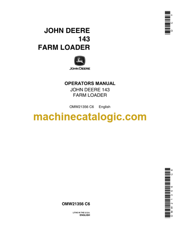 John Deere 143 Farm Loader Operator's Manual (OMW21356)