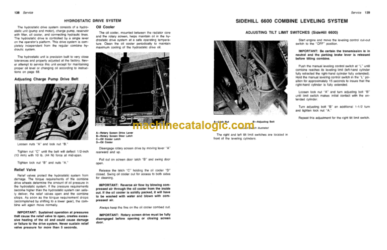 John Deere 6600, Sidehill 6600 and 7700 Combines Operator's Manual (OMH92873)