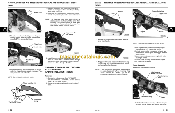 John Deere 200CS 230CS 300CS 550CS Chainsaws Technical Manual (TM1750)