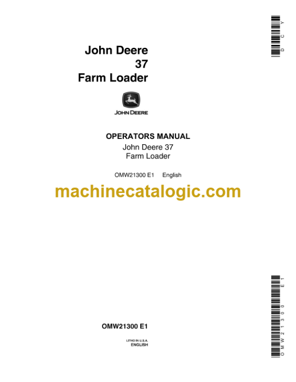 John Deere 37 Farm Loader Operator's Manual (OMW21300)