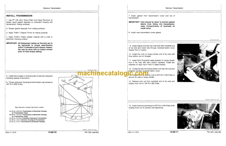 John Deere 8850 Tractor Technical Manual (TM1254)