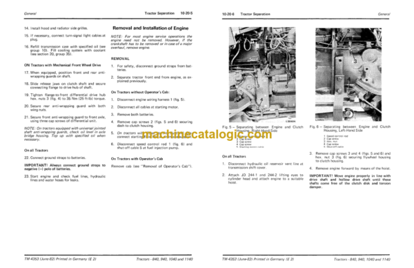 John Deere 840, 940, 1040 and 1140 Tractors Technical Manual (TM4353)