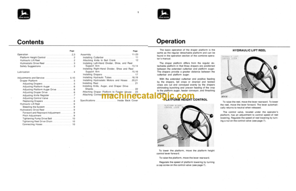 John Deere 7700 Combine Draper Platform Operator's Manual (OMH89847)