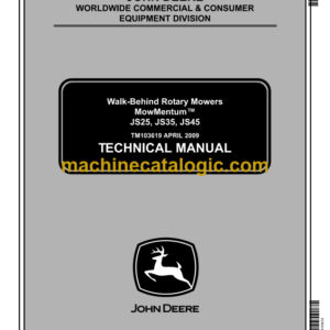 John Deere JS25, JS35, JS45 Walk-Behind Rotary Mowers MowMentumTM Technical Manual (TM103619)