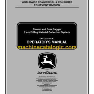 John Deere 2 and 3 Bag Material Collection System Blower and Rear Bagger Operator's Manual (OMTCU24344)