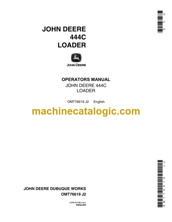 John Deere 444C Loader Operator's Manual (OMT76619)