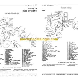 John Deere 7000 Drawn and Conservation and 7100 Folding and Integral Max-Emerge Planters Technical Manual (TM1154)