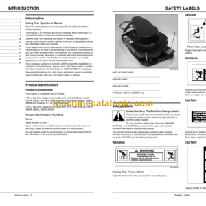 John Deere 2 and 3 Bag Material Collection System Blower and Rear Bagger Operator’s Manual (OMTCU24344)