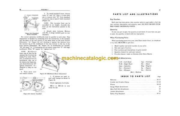 John Deere MC-1, MC-2 and MC-2A Integral Plows for Model MC-1000 Integral Carrier Operator's Manual (OMY9352)