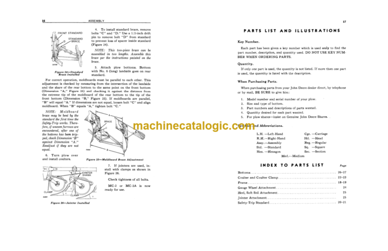 John Deere MC-1, MC-2 and MC-2A Integral Plows for Model MC-1000 Integral Carrier Operator's Manual (OMY9352)
