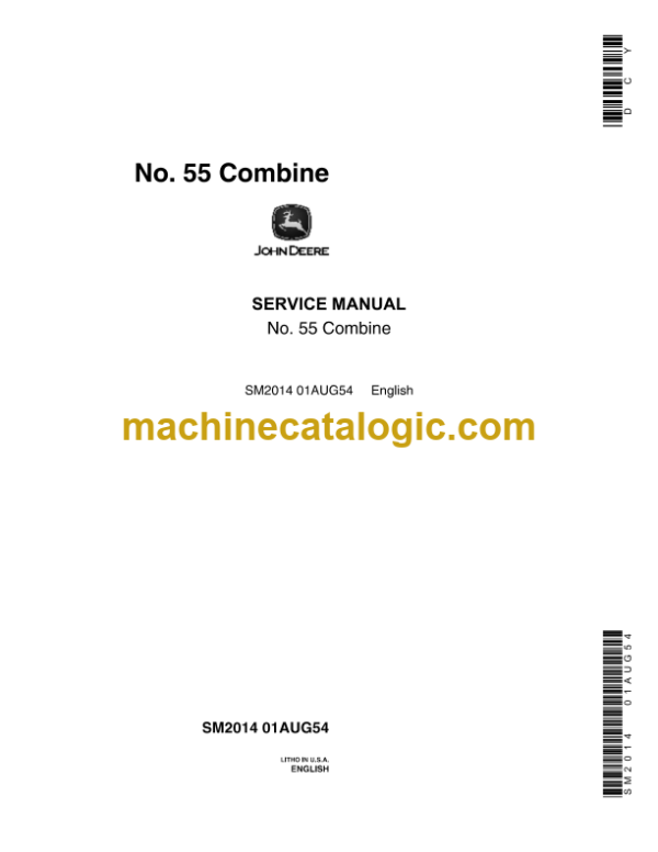 John Deere No. 55 Combine Service Manual (SM2014)