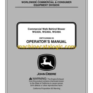 John Deere WG32A, WG36A, WG48A Commercial Walk Behind Mower Operator's Manual (OMTCU29068)