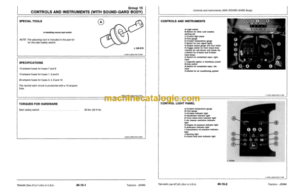 John Deere 2955, 3055, 3155 and 3255 Tractors Technical Manual (TM4449)