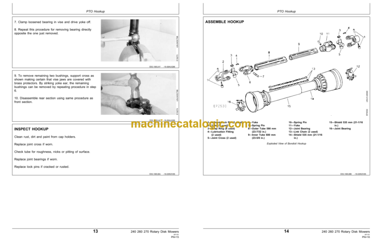 John Deere 240 260 and 270 Rotary Disk Mowers Technical Manual (TM1367)