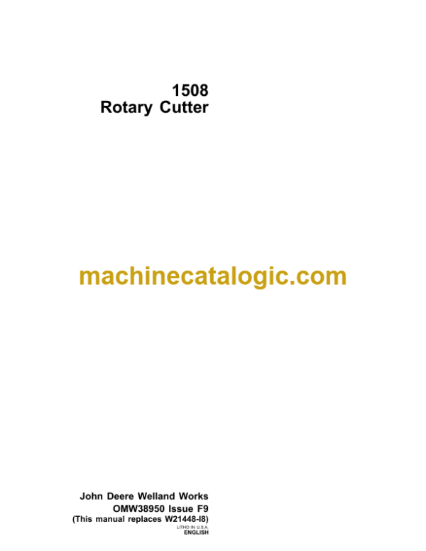 John Deere 1508 Rotary Cutter Operator's Manual (OMW38950)