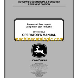 Dump From Seat 14 Bushel Blower and Rear Hopper Operator's Manual (OMTCU29193)