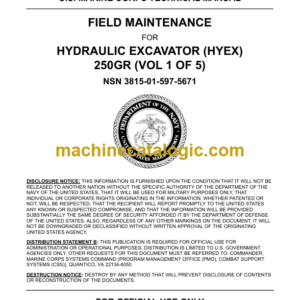 John Deere 250GR Hydraulic Excavator Technical Manual VOL 1 OF 5 (TM1214A-IN2-1)