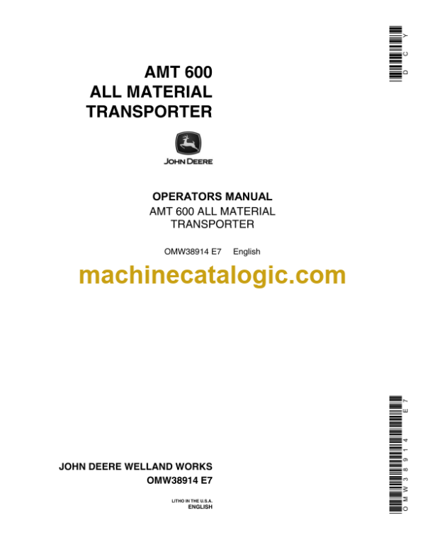 John Deere AMT600 All Material Transporter Operator's Manual (OMW38914)