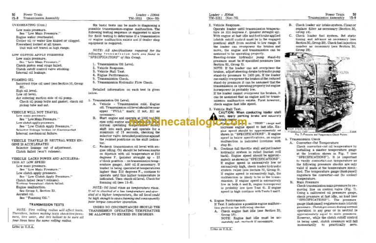 John Deere JD644 and JD644-A Loaders Technical Manual (TM1011)