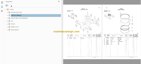 Hitachi ZX125US ZX125US-E Excavator Parts Catalog & Equipment Components Parts Catalog